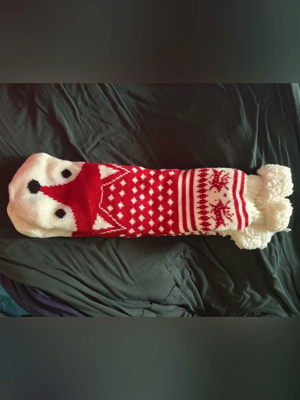 Red & White non-slip “fleece” Sherpa Critter Socks OS NWT